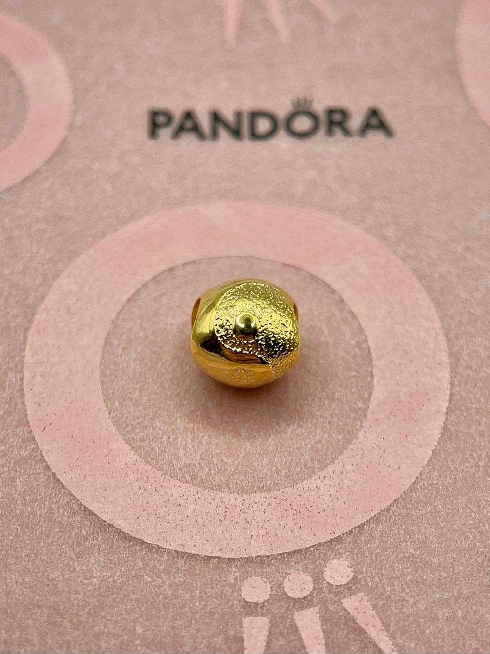Pandora Gold Textured Round Mini Charm 763071C00